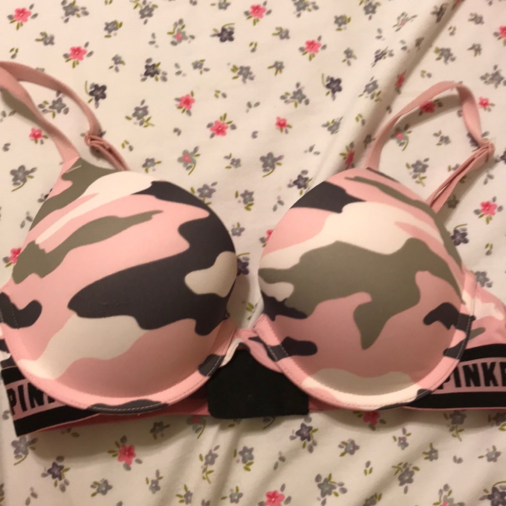 Pink camo push up bra